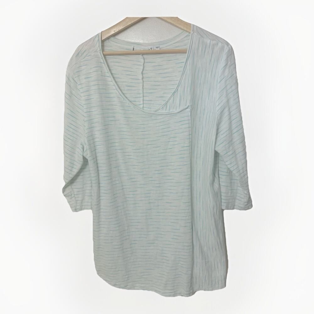 Habitat Top Womens Lg Teal Space Dye Oversized Asymmetric Lagenlook Beach Resort